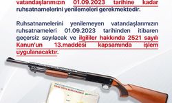 Tüfek Ruhsatname Yenileme İşlemleri için son tarih açıklandı