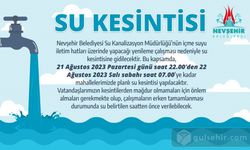 Su kesintisi olacak! Nevşehir Belediyesi kesinti olacak bölgeleri açıkladı