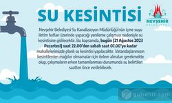 Su kesintisi: 21 Ağustos Nevşehir su kesintisi