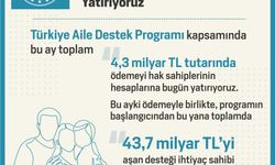 Türkiye Aile Destek Programı kapsamında 4.3 milyar lira yardım yapıldı