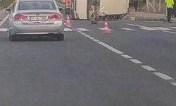 Gülşehir'de feci kaza! araba yan devrildi