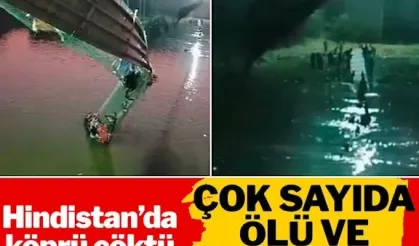 Hindistan'da Köprü Çöktü Yüzlerce Kişi Nehre Düştü. En Az 68 Kişi Yaşamını Yitirdi!