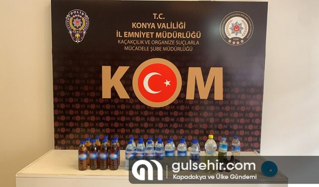 Konya'da 13 litre sahte içki ele geçirildi