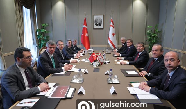 Cumhurbaşkanı Yardımcısı Oktay, KKTC Başbakanı ile bir arada