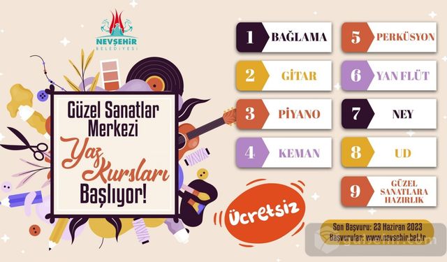 Nevşehir'de ücretsiz sanat kursları başlıyor