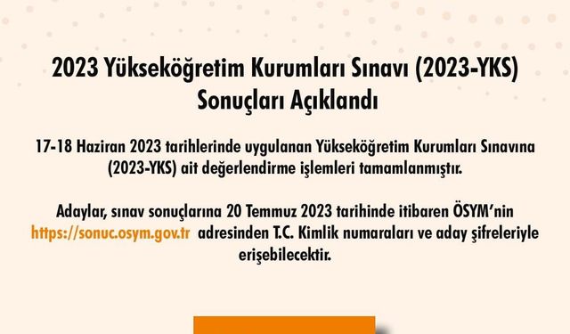 2023 YKS Sonuçları Açıklandı