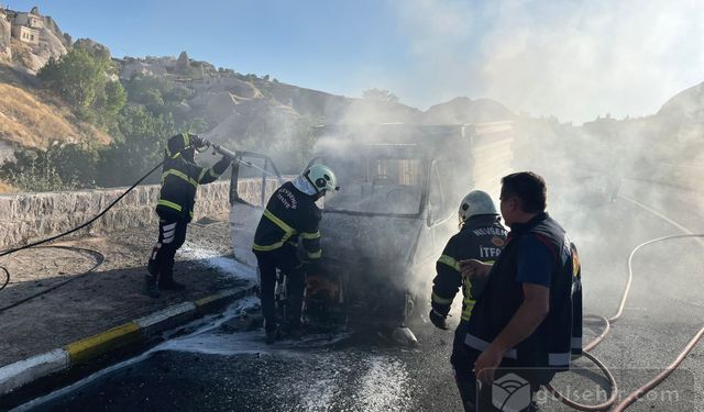 Kamyonet bir anda alev aldı: Göreme-Uçhisar yolunda facia