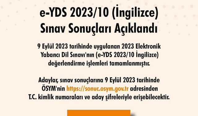 e-YDS 2023/10 Sonuçları Açıklandı