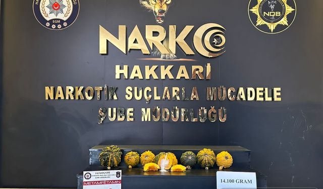 'Hakkari'de Bal Kabağı İçerisinde Zulanlanmış 14 kilo 100 gram Metamfetamin Ele Geçirildi'