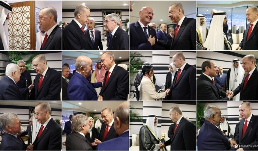 Erdoğan, 2022 FIFA Dünya Kupası kapsamındaki resepsiyonda liderlerle bir araya geldi