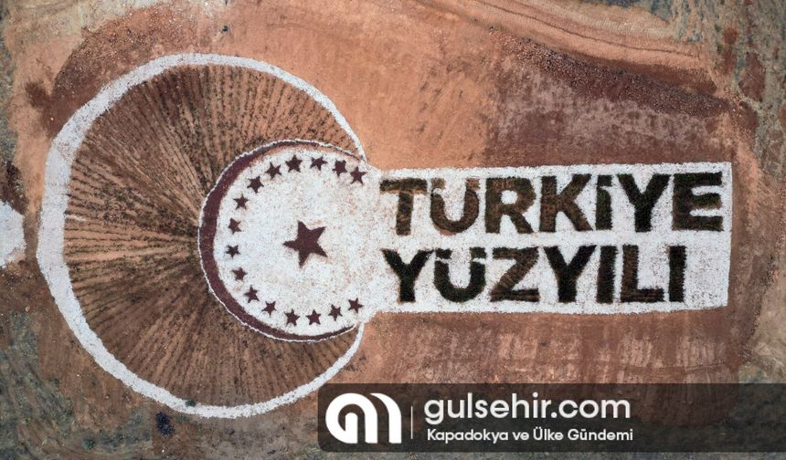 Aksaray'da 62 bin fidan ve 40 ton taşla "Türkiye Yüzyılı" yazıldı