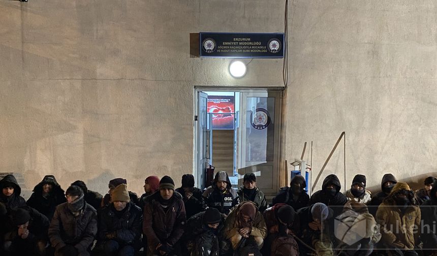 Erzurum'da kargo aracından 41 düzensiz göçmen çıktı