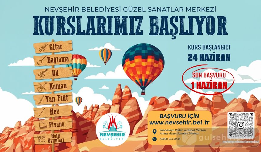 Nevşehir güzel Sanatlar Merkezi Yaz Dönemi Kurs Kayıtları Açıldı!