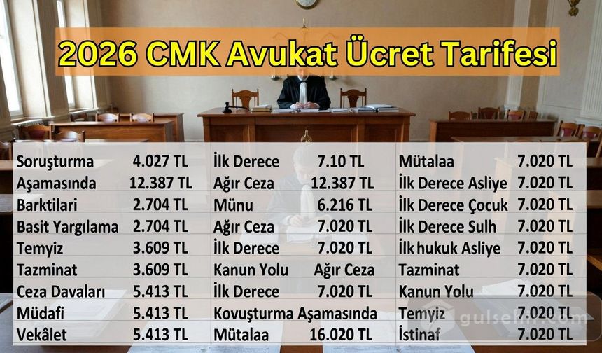 2026 CMK Avukat Ücret Tarifesi Yayımlandı!